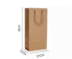 Wholesale Customized Size Wine Bottle Beer Kraft Paper <b>Bag</b> with Cotton Handles Black Wine Paper <b>Bag</b> - Product Image 2