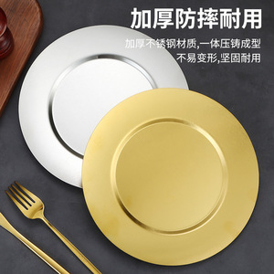 Stainless Steel Round Plate Gold Silver Plated Thickened Hotel Restaurant Commercial Use - Product Image 3