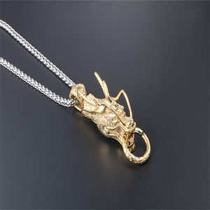 Joyería de moda 12 collar de dragón dorado del zodiaco colgante de acero inoxidable collar de dragón - Product Image 4