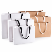 Sacs de shopping personnalisés avec logo, boîte cadeau rigide blanche avec couvercle, ensemble d'emballage pour bijoux et vêtements de boutique