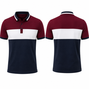   เสื้อเชิ้ตผู้ชายแบบคัลเลอร์บล็อก  ปักโลโก้ได้  ผ้าคอตตอนผสม แขนสั้น สไตล์ลำลองสำหรับธุรกิจ - Product Image 2