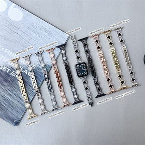 Braccialetto di diamanti da donna in metallo quadrifoglio creativo per Apple Watch - Product Image 2