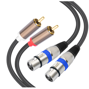 <span class=keywords><strong>Cable</strong></span> de Audio de 1.5M 3M 5M 6M con Carcasa Metálica Chapada en Oro, Conductor de Cobre Estañado, 2RCA Macho a 2XLR Hembra, Doble RCA, Doble XLR Hembra - Product Image 1