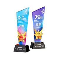 Trophée en verre vierge de membre MVP personnalisé Médailles de couronne en cristal coloré Plaques Technique de gravure sculptée Souvenir sur le thème des animaux