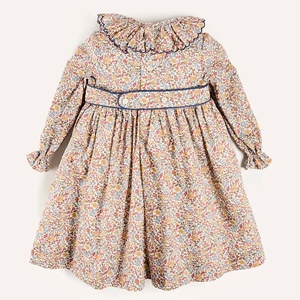 Neonato abito da principessa floreale a maniche lunghe in velluto con collo a balze per bambine <span class=keywords><strong>abiti</strong></span> da fiore per bambini da bambina 6-12 mesi - Product Image 3