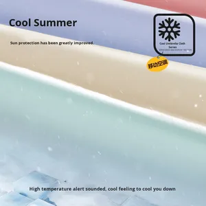 Parapluie pour femme à ouverture semi-automatique, pliable en trois sections, avec poignée rétractable à 50 %, revêtement noir, protection solaire, double usage, design moderne - Product Image 3