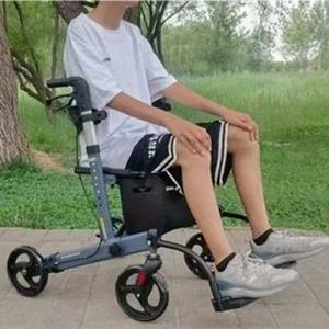 <b>Walker</b> Rollator Four Wheel Sit And <b>Push</b> Folding Mobility Aid For Elderly Outdoor Use - Product Image 3