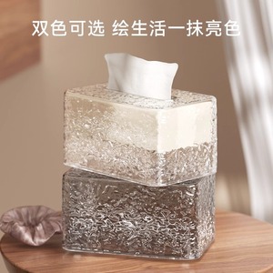 Imega Tissue Box Clear Acrylic With Texture Design For Desktop Living Room Use - Product Image 4