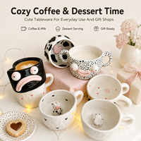 Tasse à café en céramique créative personnalisée avec figurines d'animaux 3D irrégulières à l'intérieur – Fournisseur en gros OEM ODM