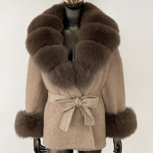 <span class=keywords><strong>Manteau</strong></span> en laine double face et poil de chameau pour <span class=keywords><strong>femme</strong></span>, col en fourrure de renard, coupe ample <span class=keywords><strong>mi</strong></span>-longue, collection Automne-Hiver 2025, haute qualité, vente en gros OEM, directement de l'usine. - Product Image 3