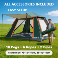 Tente de camping familiale imperméable pour 4 personnes, tente dôme monocouche, grande capacité pour les voyages, la randonnée, la plage, les pique-niques