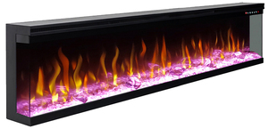 Chimenea Eléctrica de Vidrio de 3 Lados con Efecto de Llama Realista, Termostato con Control Remoto de 60 Pulgadas, Color Negro - Product Image 3