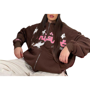 Felpa con cappuccio da uomo in stile americano europeo <span class=keywords><strong>Y2K</strong></span> moda invernale Cardigan Street nuovo Cardigan ricamato 3D - Product Image 3