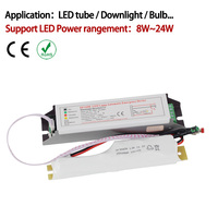 Controlador LED de Emergencia AC-DC de 12-20W con Certificación CE DF168H, Batería de Respaldo de 2 Horas y Autoprueba para Tubo T8