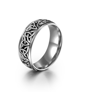 Nordic Style Viking Graphic <b>Titanium</b> Steel <b>Ring</b> Gold And Silver Color Men's Fashion Jewelry SA1134 - Product Image 3