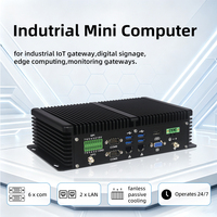 Ordinateur industriel 6 ports COM, boîtier sans ventilateur, PC Edge Computing Barebone, double LAN, Mini PC embarqué, signal GPIO, entrée 9-36V DC