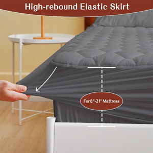 Pelindung antiair Premium bantalan tanpa suara dengan kantung dalam sarung kasur lembut & antilembap (abu-abu) - Product Image 4