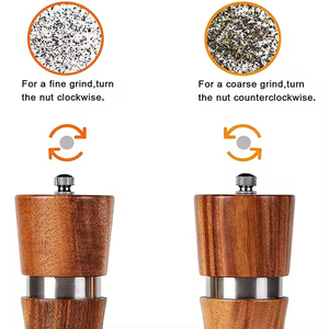 Juego de 2 Molinillos de Sal y Pimienta de Madera con Ajuste de Grosor, Juego de Molinillos de Pimienta Manuales con Cuchara de Madera - Product Image 4