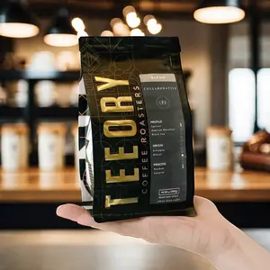 Custom Printed Branded Matte 250g 1KG Flat Bottom Coffee Bags With Valve And Zipper Coffee Beans Packaging Bags