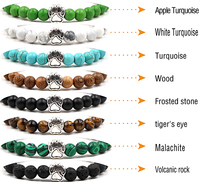 Bracelet unisexe à breloque simple et fait à la main en forme de patte de chien 8mm perle en pierre naturelle réglable Bracelets de mode bijoux pour cadeau
