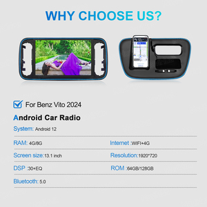 Navihua - Sistema <span class=keywords><strong>de</strong></span> Navegación Carplay con Pantalla Táctil <span class=keywords><strong>de</strong></span> 13.1 Pulgadas para Automóvil, Estéreo Multimedia Android para Mercedes-Benz Vito 2024-2025 - Product Image 2