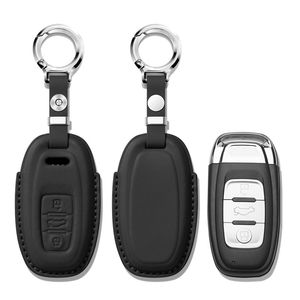 Housse de protection pour <span class=keywords><strong>clé</strong></span> de voiture en cuir de vachette pour <span class=keywords><strong>Audi</strong></span> A4 A5 A6 Q5 SQ5 A7 A8, <span class=keywords><strong>double</strong></span> couture, anti-rayures, coque de protection pour télécommande intelligente - Product Image 2