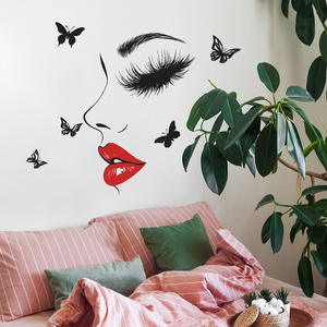 Stickers Muraux Adhésifs Bouche Rouge et <span class=keywords><strong>Cils</strong></span> pour Décoration de <span class=keywords><strong>Chambre</strong></span> de Femme ou Salon de Beauté - Product Image 4