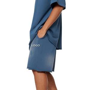 กางเกงขาสั้นผู้ชายสไตล์วินเทจ OEM รุ่น Five Pants สำหรับฤดูใบไม้ผลิและฤดูร้อน ผ้าฟอกหนัก เอวกลาง ผ้ายืดผสมคอตตอน ย้อมสีพื้น ทรงหลวม สวมใส่สบาย - Product Image 2