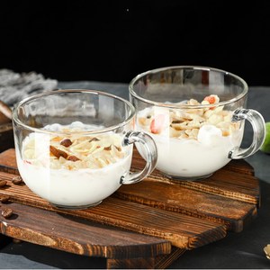 Sublimación <span class=keywords><strong>Desayuno</strong></span> Té de la leche Taza de café Taza 14oz 15oz Taza de café de vidrio transparente Taza con asa Tapa y cuchara de madera de bambú - Product Image 2