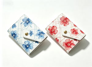 Cartera de PU con Estampado Floral para Mujer, Estilo Japonés, Cierre de Botón, Uso Diario - Product Image 1