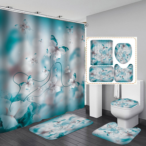 Rideaux de douche de salle de bain design <span class=keywords><strong>plage</strong></span>, ensemble de 4 pièces, ensemble de tapis de bain avec tapis antidérapants, rideau de douche de luxe pour hôtel - Product Image 5