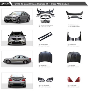 Kit Completo <span class=keywords><strong>de</strong></span> Conversión Exterior para Mercedes Benz Clase C W204 2008-2010, Actualización al Diseño C63 AMG - Product Image 1