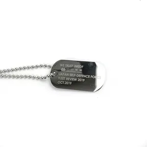 Fabriek Verwerking Lasergravure Metalen Dog Tags Custom Heren Soldaten Rvs Merk Ketting Identiteitskaart