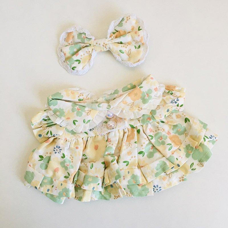Green floral princess dress hair clip