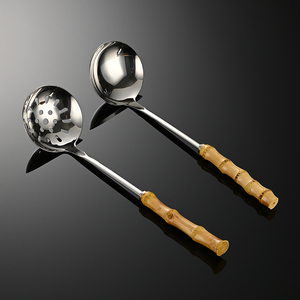 Cấp thực phẩm tre xử lý Scoop tiện ích nhà bếp thép không gỉ mì Canh Muỗng đặt 1058019 - Product Image 2
