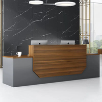 Meubles de bureau, comptoir de bureau, design de comptoir, armoire de rangement latérale, table de réception, panneau de bureau en bois, bureau en bois moderne