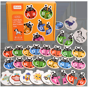Coccinelle Montessori Casse-tête en bois Alphabet anglais pour enfants <span class=keywords><strong>Jeu</strong></span> d'orthographe assorti <span class=keywords><strong>Clue</strong></span> cognitif Jeux d'enseignement - Product Image 6