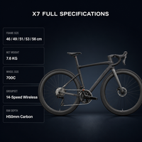 Vélo de route en fibre de carbone 700C ES7000 14 vitesses, transmission électronique sans fil, cadre aérodynamique T1100, roues de course professionnelles, vélo de ville