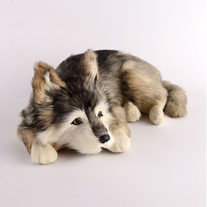 Peluches de imitación de tamaño real para decoración del hogar, animales peludos, decoración de Navidad, mascotas, gris, marrón - Product Image 2