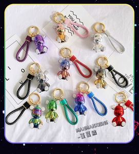Creative Cute Pendant Electroplating Bear <b>Key</b> Chain Keyring Coloful Rhinestone Bling Diamond Bear Keychain - Product Image 3