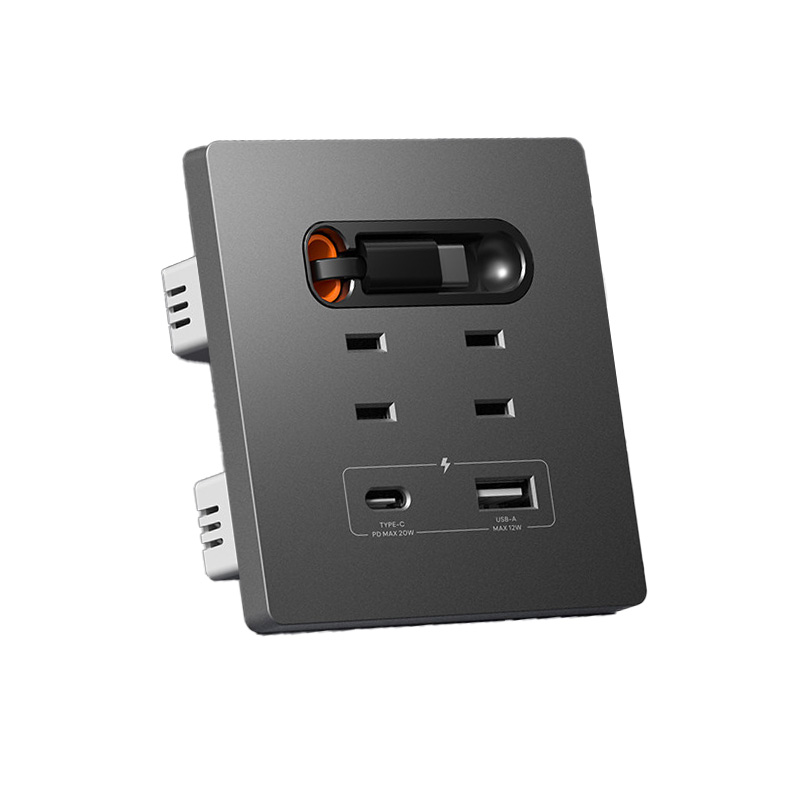 4 ports USB + USB Type-C, gris (câble Android de 80 cm)