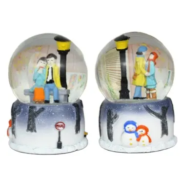 Girl snow glitter sequins rotating crystal ball snow ball cake decoration