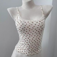 Brandy BM Fashion Camisole en pur coton avec dentelle florale et nœud pour femme, coupe ajustée, débardeur intérieur, disponible en gros, logo personnalisé disponible