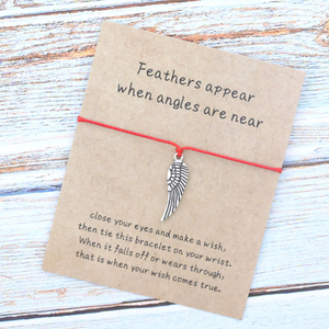 Fare UNA Carta di Desiderio di Angelo Custode Ala Del Polsino Del Braccialetto di Fascino Fortunato <span class=keywords><strong>Fortuna</strong></span> Braccialetto per le Donne Degli Uomini di Amicizia - Product Image 1