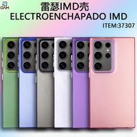 Coque de téléphone portable anti-reflet en TPU+PC électroplaqué métallique pour S24 Plus avec pare-chocs et design couleur unie