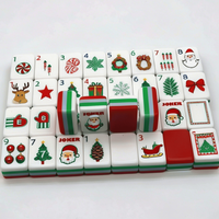 Stock en EE. UU., Mahjong de Lujo Acrílico, Fichas de Mahjong Americanas Personalizadas de 4 Capas, Juego de Mahjong con 160 Fichas, Juego de Fichas Rojas de Navidad