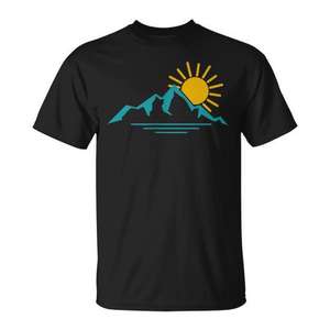 T-shirt Nature Sunrise Mountains pour randonnée, camping, camping-car, plein air - Product Image 1