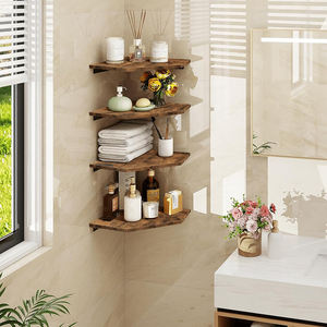 Étagère d'angle murale Nu-Deco MH26059, ensemble de 4 étagères flottantes avec trou pour câble, boîte à câbles, étagères suspendues en bois pour salle de bain et chambre à coucher - Product Image 5