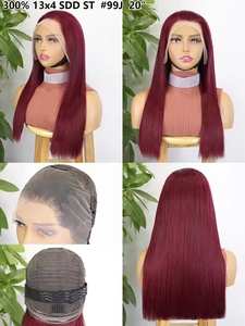 HKLetsfly Perruques frontales en dentelle 13x4, cheveux vierges brésiliens, densité 300%, Super Double Drawn, ultra-lisses, couleur brun clair - Product Image 6