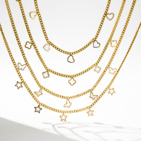 Ensemble de bijoux YF5094 CLASSIC, plaqué or 18 carats, acier inoxydable, pendentif feuille, papillon, cœur, étoile, collier clavicule, bracelet
